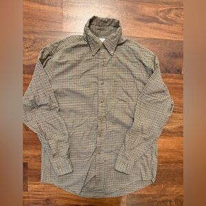 Brooks Brothers Brown and Green Check Cotton Button-Down Shirt